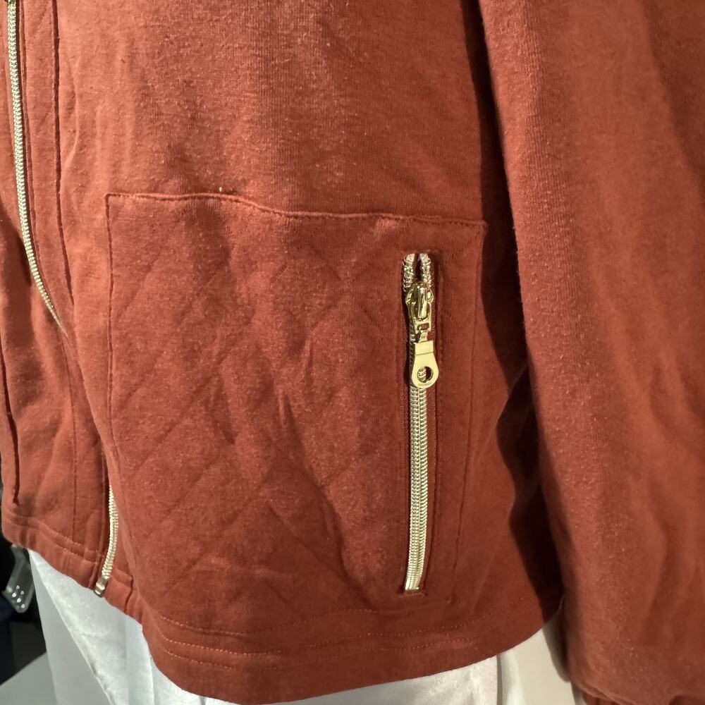 Ruby Rd. Petite Rust Quilted Zip-Up‎ Jacket - Picture 4 of 7